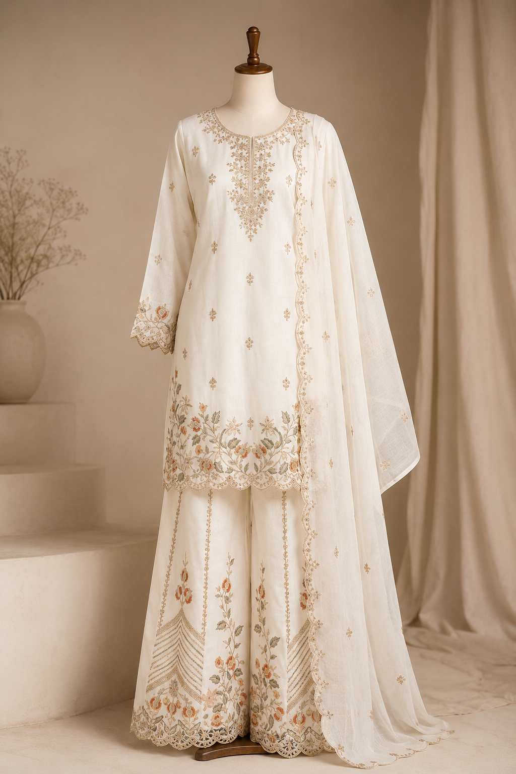 Wedding Wear - Embroidered Gharara Set