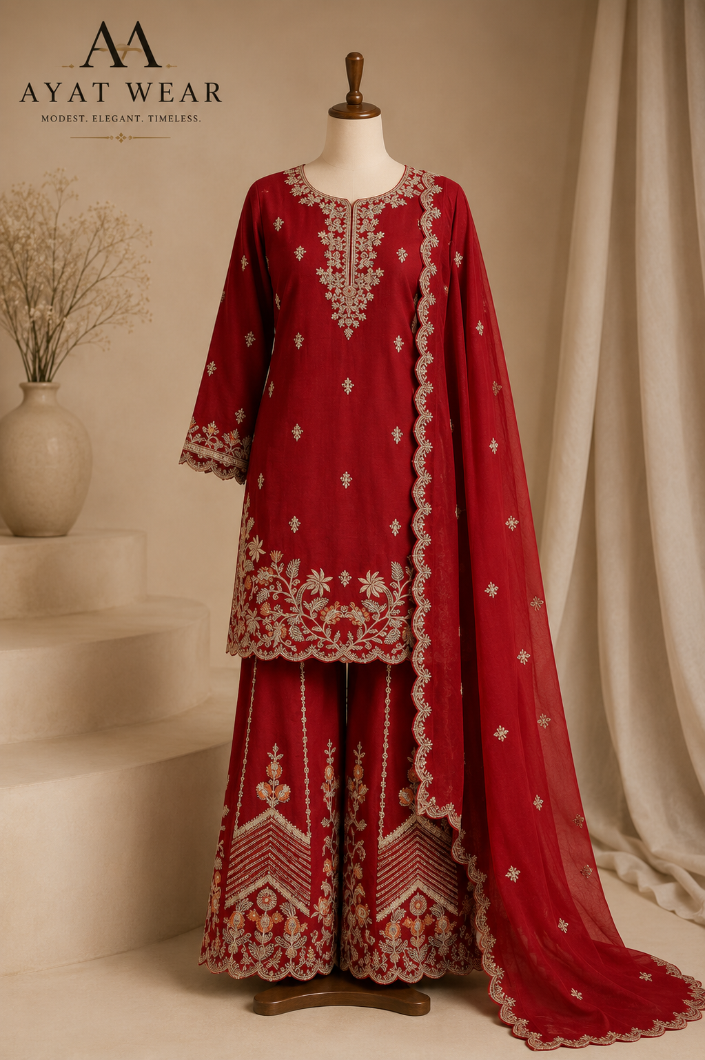 Wedding Wear - Embroidered Gharara Set