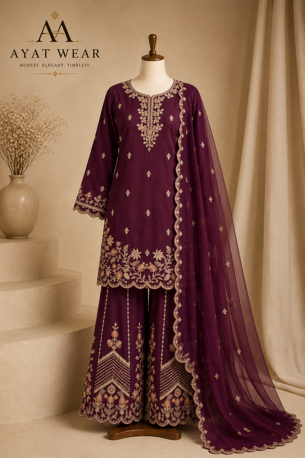 Wedding Wear - Embroidered Gharara Set