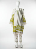 White & Olive Green Printed Salwar Kameez – 3 Piece Summer Set