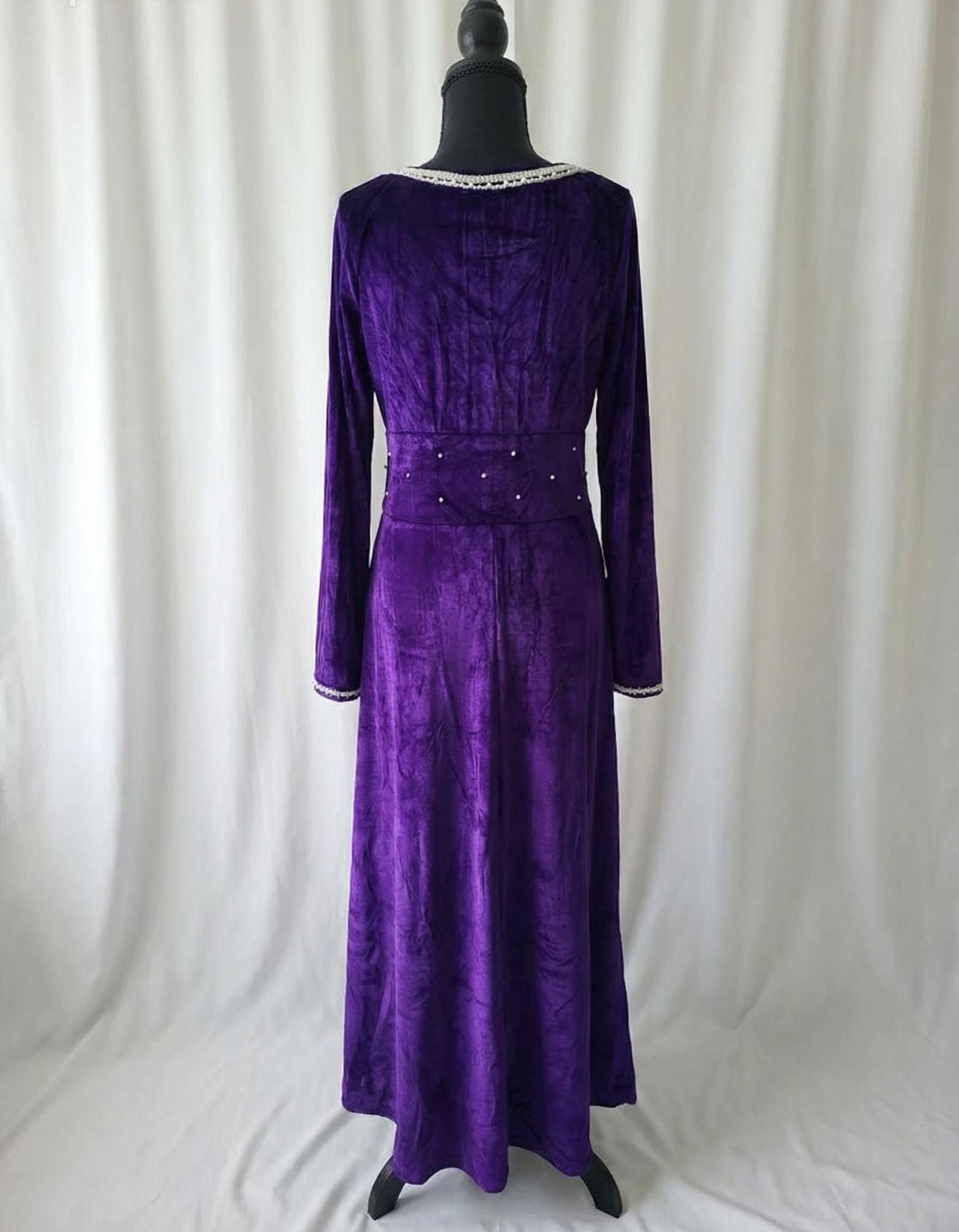 Purple Velvet Dress with Zirconia Stones