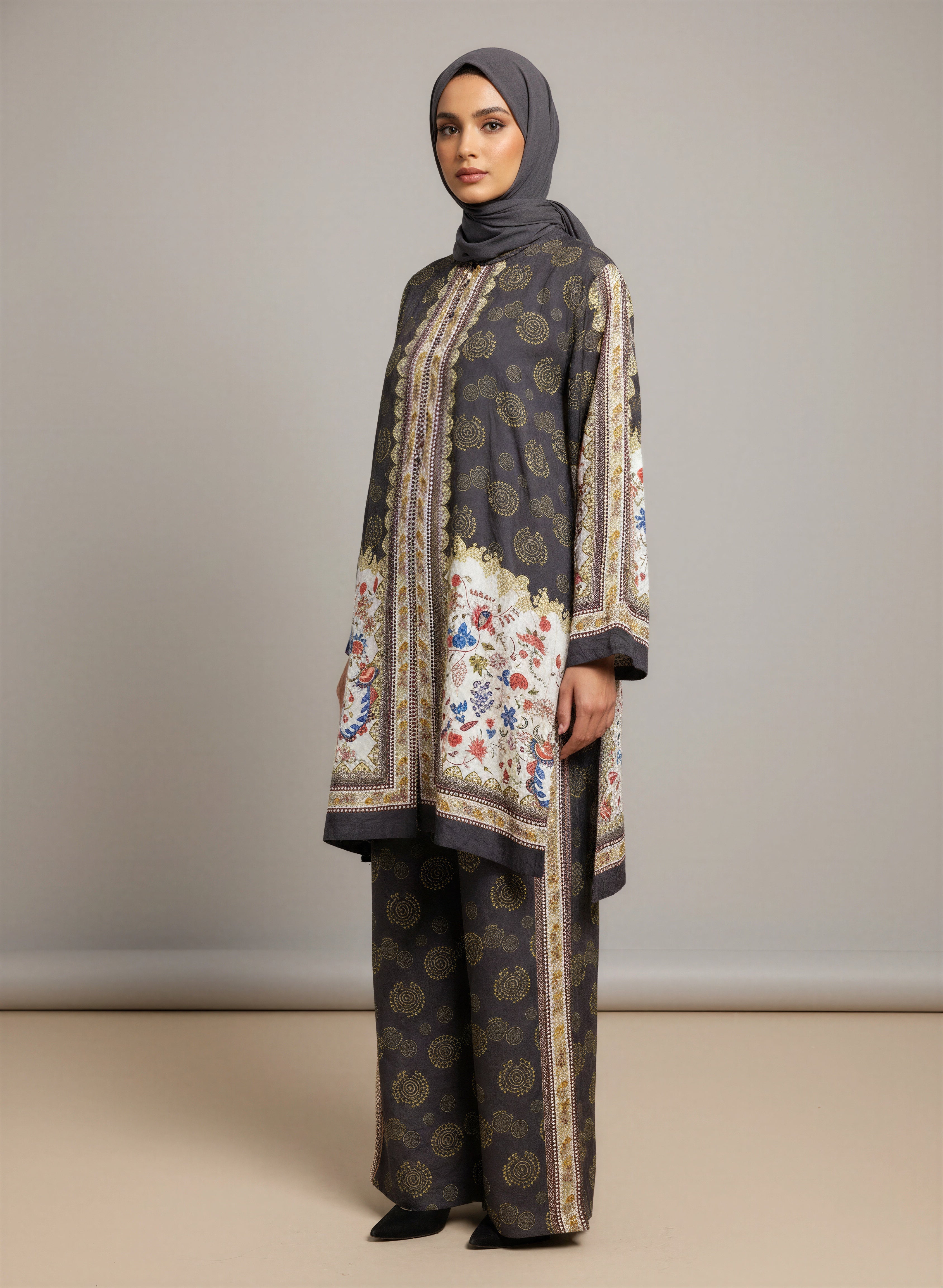 Black Floral Printed Coord Set - 2 Piece