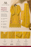 Mustard Organza Eid Ensemble – 3-Piece Set Salwar Kameez and Dupatta