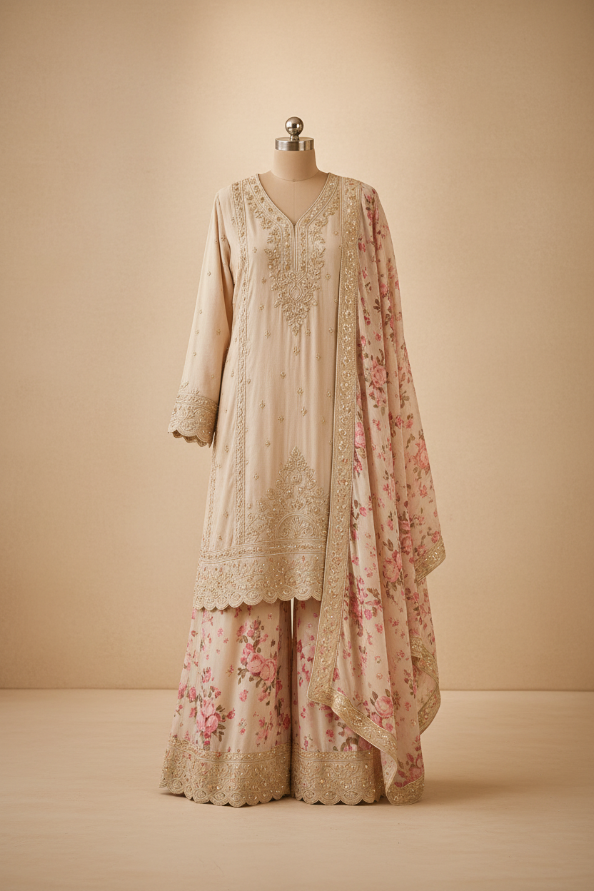 Blush Chinon Silk Suit