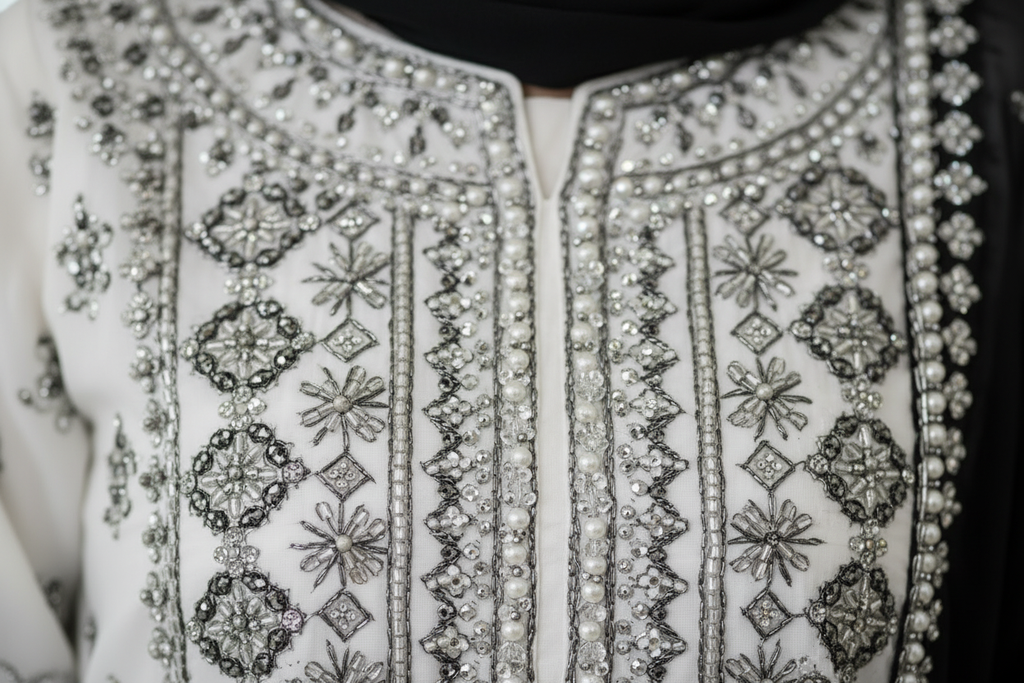 Close-up embroidery detail