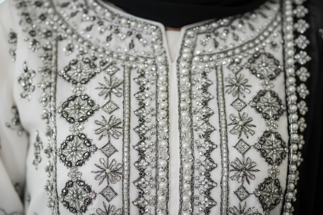 Close-up embroidery detail