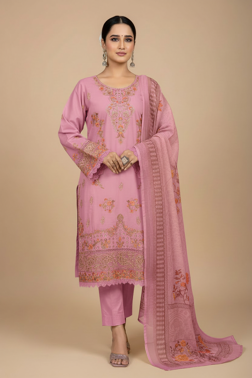 Complete pink embroidered suit