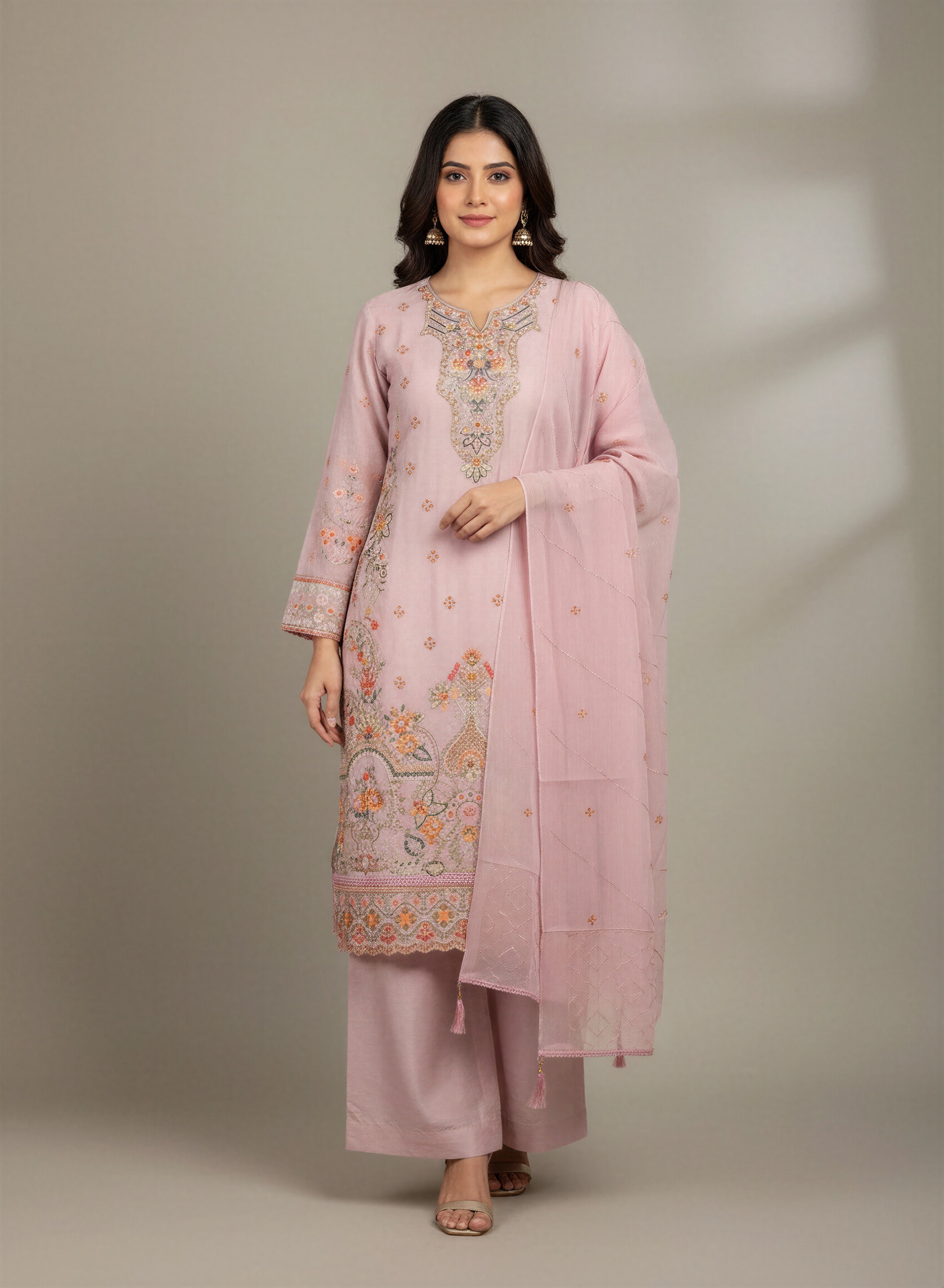 Delicate Zari Embroidered Palazzo Kameez