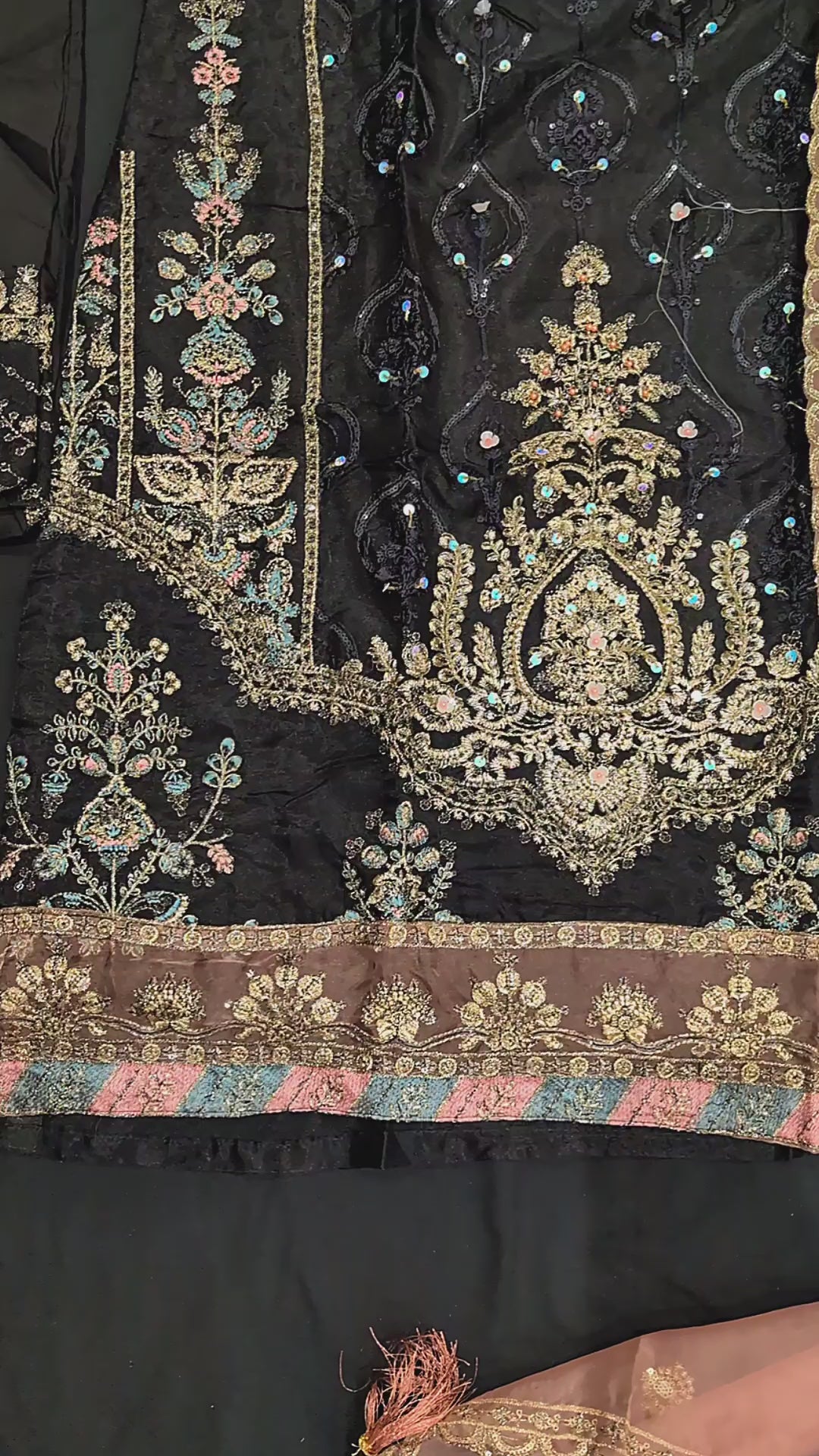 Black Embroidered Salwar Kameez with Chatapatti Work